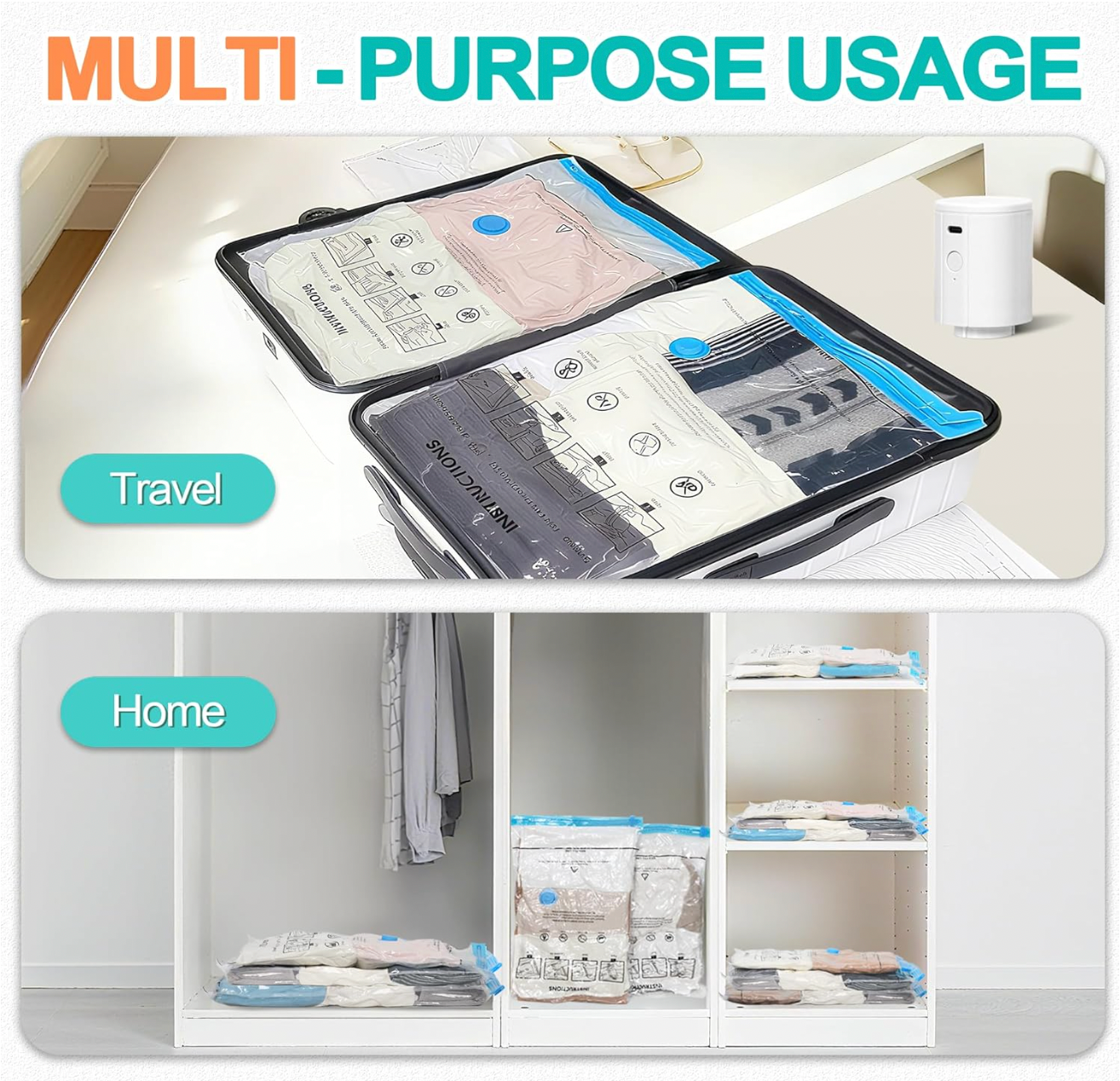 PackSqueeze Cordless Travel Vacuum & Bag Set
