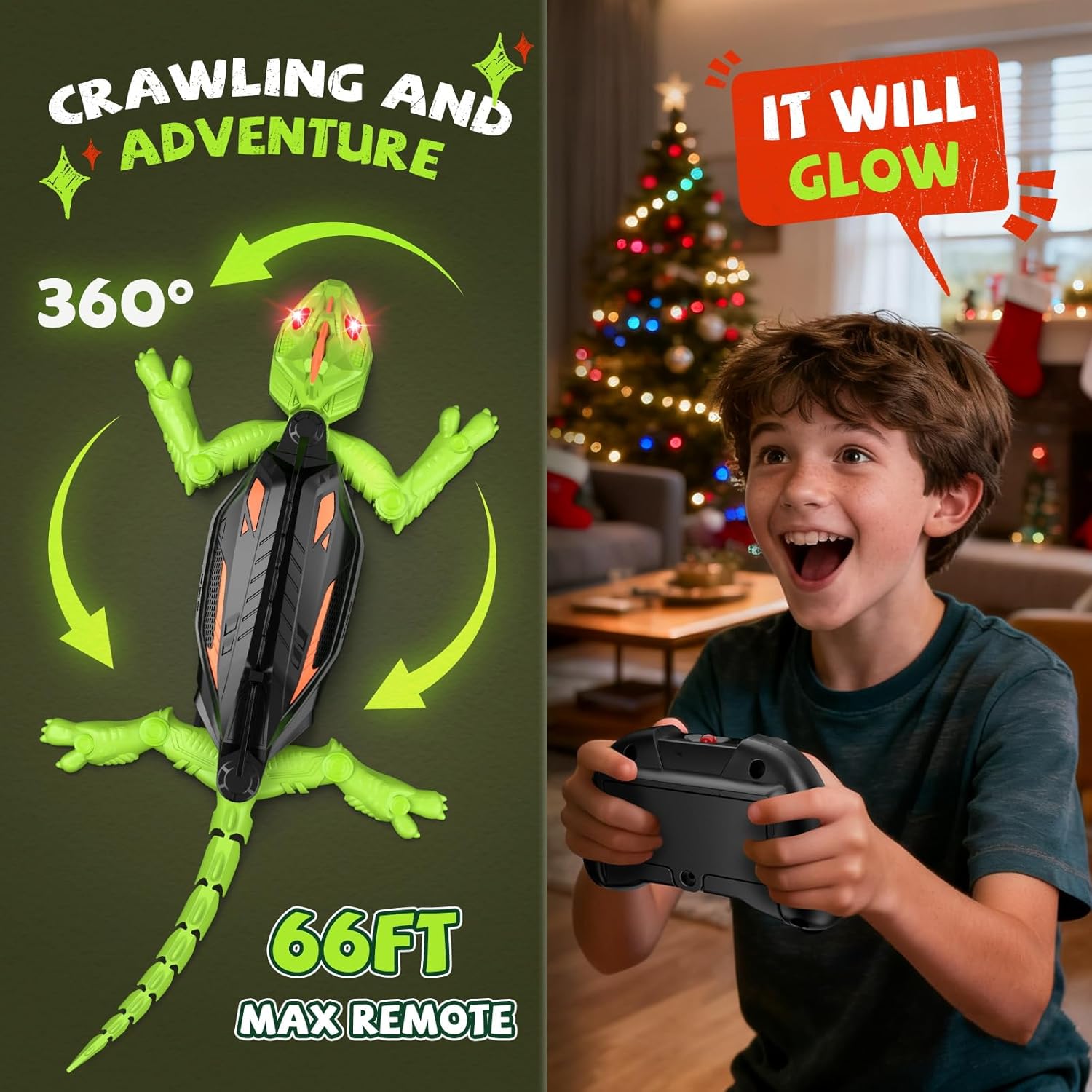 WallCrawl Gecko with LED Glowing Eyes